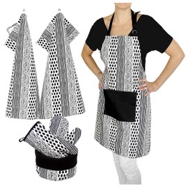 Lashuma Kitchen Towel Set of 2 Tea Towels Black White Drying Towels 48 x 68 cm
