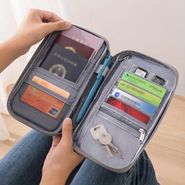 Portable Travel Airplane Bag, 1 Count Multi-functional Document Storage Bag, Suitable for Business Trip Passport Bag & Travel Essentials - Color: Grey, Size: 22.5*2*13.5cm