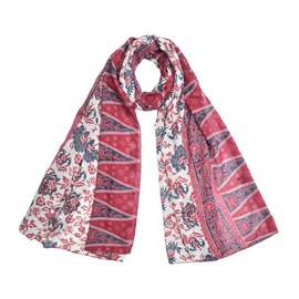 Elegant Soft Floral Vine Leaves Print Fashion Scarf Wrap, Burgundy