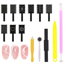 Anseom 14-teiliges Magnetstift-Set, Katzenaugen-Magnet Starker Magnet Nagelkunst-Stift Werkzeug für DIY 3D-Magnet-Katzenaugen-Effekt, Katzenaugen-Effekt Nagelkunst-Werkzeuge für Zuhause, Salon