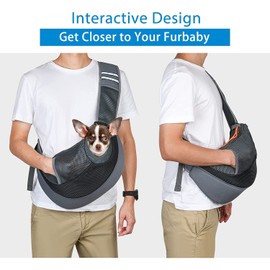 Dog Carrier Bag Portable Shoulder Bag for Dogs and Cats Adjustable Travel Bag for Small Animals Breathable Mesh Bum Bag Puppy Comfortable with Bag for Dogs