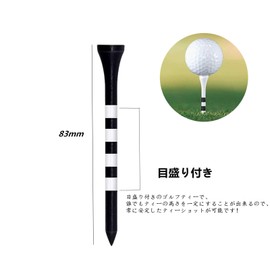 YFFSFDC Golf Tees 3.3 inches (83 mm) Height Adjustable Long Tees Wood Tees Graduated Golf Equipment Competition Accessories Set of 100 (Black)