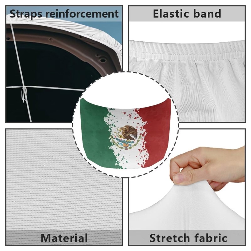 Mumeson Mexican Flag Car Hood Cover Stretch Polyester Protector Elastic