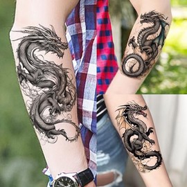 76 Láminas De Tatuajes Temporales Realistas De Dragones Para Hombres, Mujeres Y Adultos(Piernas) Tatuajes Temporales De Media Manga Estilo Loong Chino