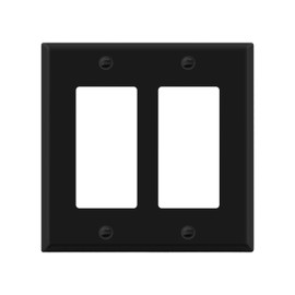 ENERLITES Double Decorator Switch Metal Wall Plate, Outlet Cover, Corrosion Resistant, Standard Size 2-Gang 4.50" x 4.57", Powder Coated Stamped Steel, 7732-BM, Black Matte