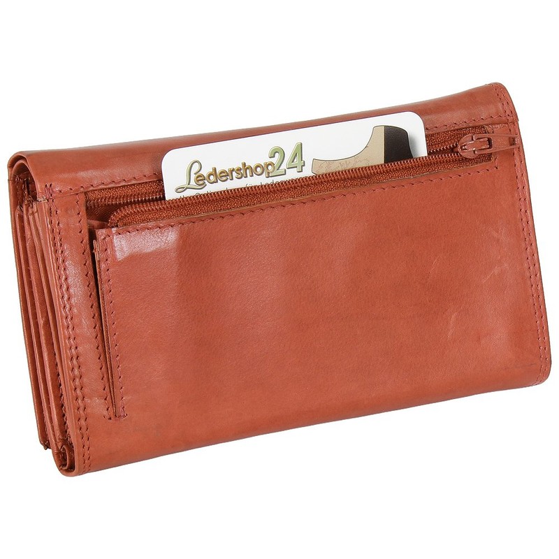 Ledershop24 RFID Women's Leather Wallet Women's Purse – Long Rust