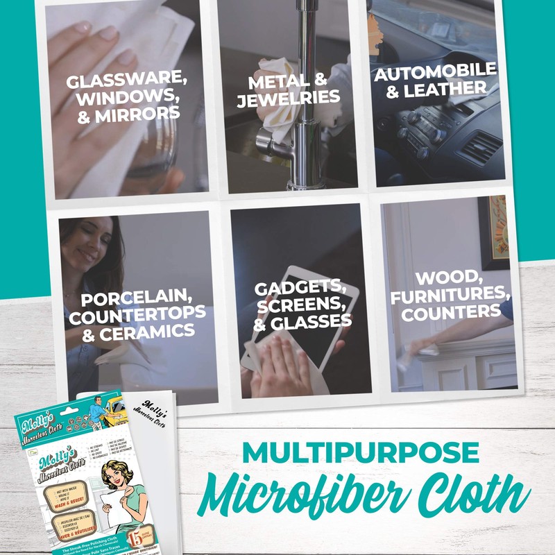 Molly's Marvelous Cloth, Streak-Free, Lint-Free Microfiber Cleaning Cloth, Polishing Cloth