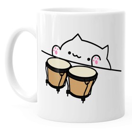 MoonWorks® Coffee Cup Bongo Cat Meme White One Size