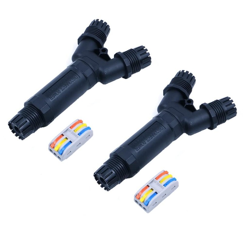 ZONADAH 2 Pack Y-Type 3-Way IP68 Waterproof Electric Cable Wire