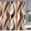 Ruelvth Brown Shower Curtain, Modern Abstract Grey and Brown Striped