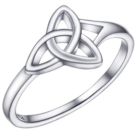 FaithHeart Sterling Silver Rings for Women 925 Celtic Trinity Knot Ring Stackable Eternity Band Irish Jewelry Size Y