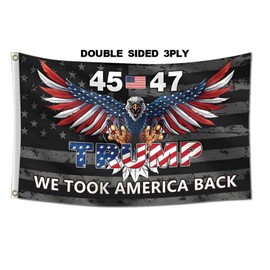 Trump Flags 3x5 Outdoor Made in USA-Double Sided 3 Ply Heavy Duty Take America Back Trump 2024 Flags Banner for Outside with 2 Brass Grommets(black)