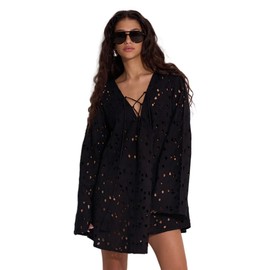Gottex Women's Standard Coastal Lace Mini Dress Cover-Up, Black