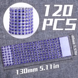 Waycreat 120pcs Blue Napkin Rings,Napkin Rings Bulk, Rhinestone Napkin Rings Diamond for Large Events, Table Decorations, Wedding, Party, DIY