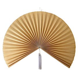 ChumDecor Fan Wall Decor, Japanese Giant Fan, Large Bamboo Fan Wall Art For Boho Hanging Headboard, Decorative Folding Fans For Over Bed, Asia Trending (Ivory 48inch)