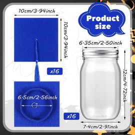 Amyhill 16 Sets Graduation Mason Jars for Centerpieces 12 oz Plastic Class of 2025 Candy Gifts Jar for Graduation Centerpieces(Blue)
