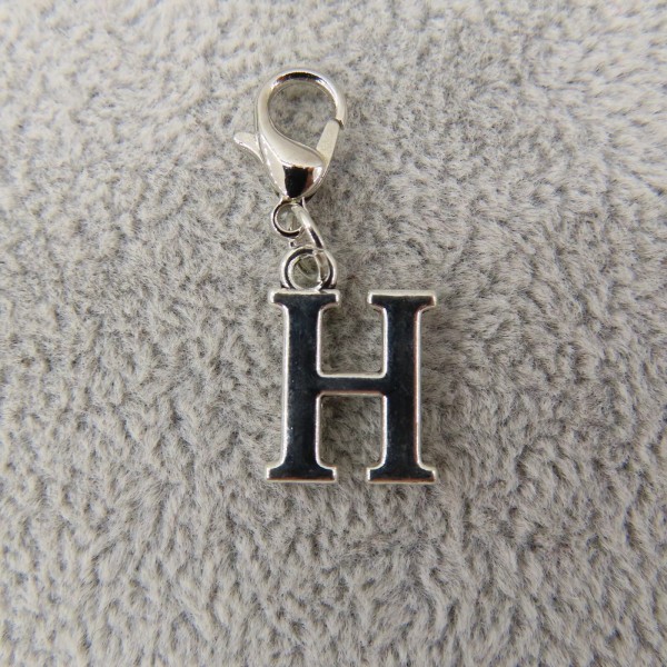 Pemby Studio Initial CAPITAL LETTER H Charm Zipper Pull Keychain