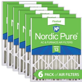 Nordic Pure 20x20x4 (3 5/8) Pleated MERV 13 Air Filters 6 Pack