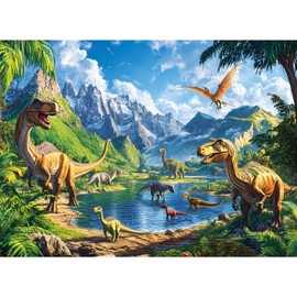 300 Pieces Dinosaur Puzzles for Adults, Lake Animals Puzzle for Adults Children, Tyrannosaurus Puzzle 300 Pieces, Gift for Birthday, Home Decor, Fun for Family Entertainment(20.5 * 15 in)