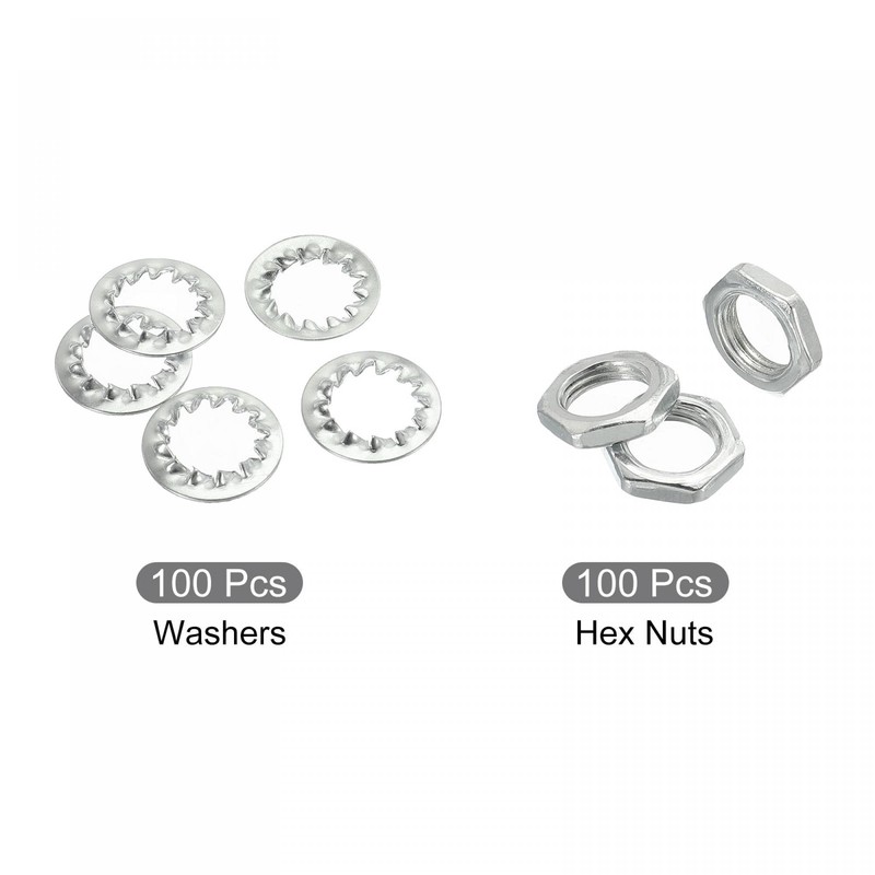 sourcing map Pack of 200 Lamp Tube Threaded Nuts with