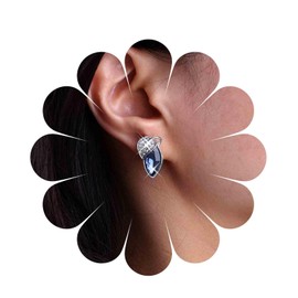 Inilbran Boho Crystal Sapphire Earrings Blue Sapphire Stud Earrings Teardrop Sapphire Birthstone Earrings Sparkling CZ Leaf Stud Earrings Jewellery for Women (Blue), Zinc