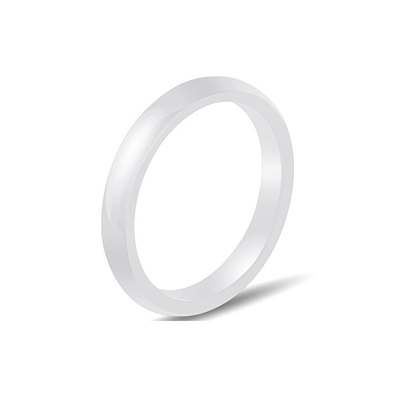 JUDE 3mm White Ceramic Plain Simple Classical Wedding Band Stackable