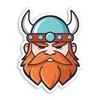 2 x 10cm Cartoon Viking Man Vinyl Stickers - Ginger