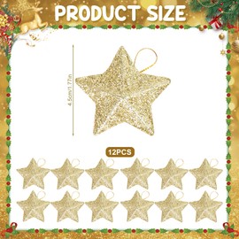 Pack of 12 Christmas Decoration Stars, Christmas Tree Decorations, Sparkle Poinsettia, Christmas Tree Decoration Pendant, Small Star Shatterproof for Fireplace, Window, Table Decoration, Wedding (4.5