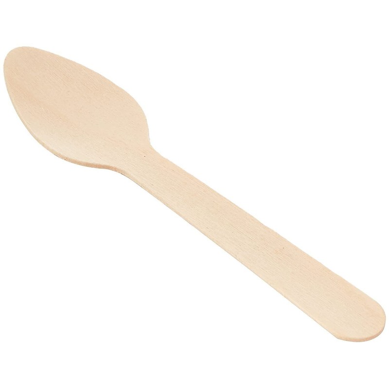 250PCS Wooden Cutlery Teaspoon Eco-Friendly 11cm Party Home Kitchen Utensil