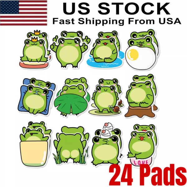 Frog,24 Pads Cute Sticky Notes Kawaii Fun Animal Sticky Notes