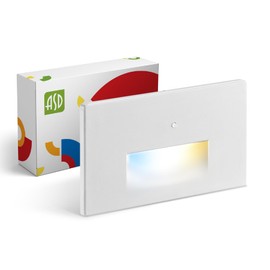 ASD LED Recessed Step Light Fixture, Dusk to Dawn Outdoor Stair Tread Lighting | 3CCT, Photocell, Waterproof, ETL Listed | 3W 120LM 3000K-5000K 120V | Staircase Hardwired Illumination | White