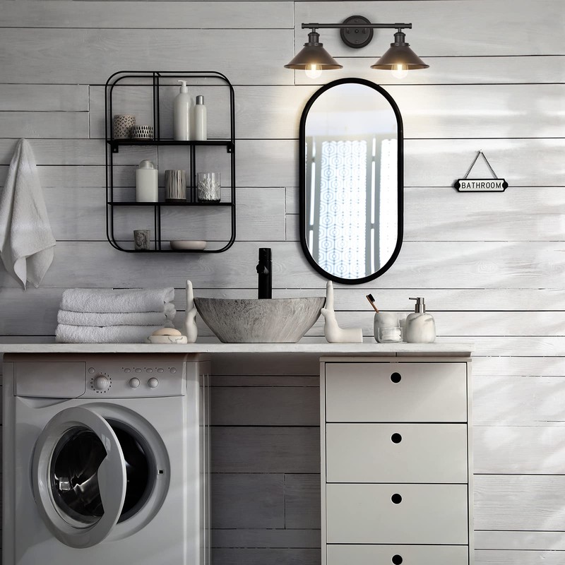 Licperron Black 2-Light Vanity Wall Sconce Lighting, Farmhouse Bathroom Wall