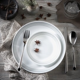 Corelle Mystic Gray Chip and Break Resistant Dinner Set for 4 Person, Grey, 12-Piece