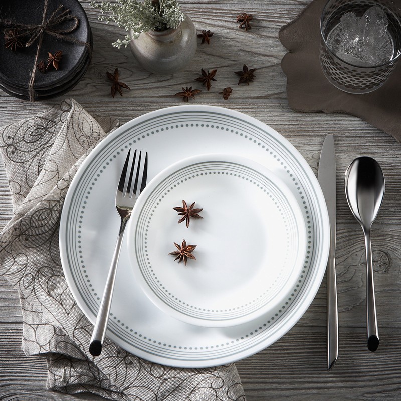 Corelle Mystic Gray Chip and Break Resistant Dinner Set for
