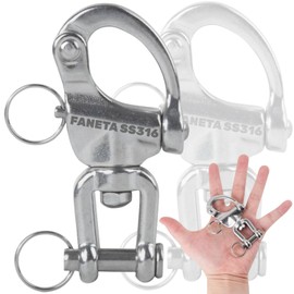 Faneta Stainless Steel 316 Swivel Eye Snap Shackle - Marine Grade Quick Release Jaw Swivel Sailboat Shackles - Marine Boat Sailing Rigging - for SCBA Mask & Spinnaker Halyard - Pack of 2 (2.75 inch)