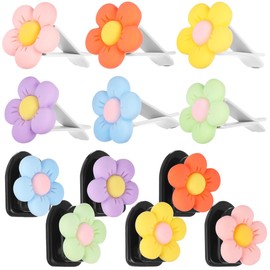 iplusmile 12Pcs Daisy Vent Clips Hook Decoration, Colorful Flowers Air Conditioning Outlet Car Interior Accessories for Girls Women (6 Clips + 6 Hooks)