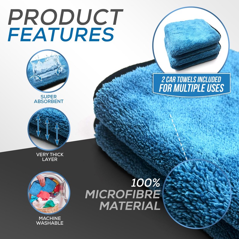 Microfibre Car Drying Towel Thick, Super Absorbent, Lint Free 40cm