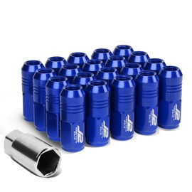 J2 Engineering LN-T7-007-15-BL Blue 7075 Aluminum M12X1.5 20Pcs L: 50mm Close End Lug Nut w/Socket Adapter