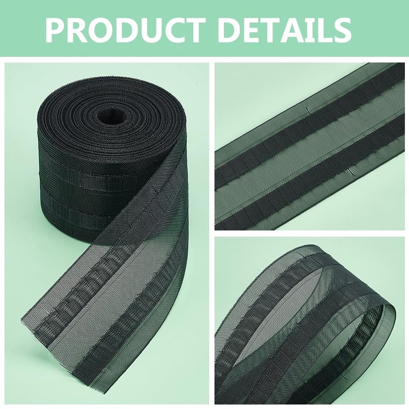 BENECREAT 10m Black Curtain Tape, 75mm Curtain Pleat Tape Perforated