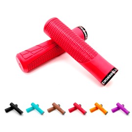 CROSSSELL Mountain Bike Grips, Bicycle Handlebar Grips, Bicycle Handlebar Grips Single Lock-on, Ergonomic Bike Grips Non-Slip Red