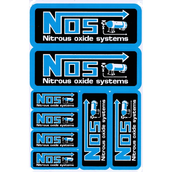 1 Sheet NOS N.O.S. Gas Blue Sticker Motorsport Motocross Car