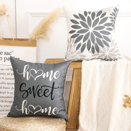 AwzyGous Cushion Covers Grey Modern Dahlia Flowers Cushion Cover 40 x 40 cm Sofa Cushion Decorative Cushion Couch Cushion Decorative Cushion for Sofa Couch Living Room Balcony Patio Bedroom Outdoor