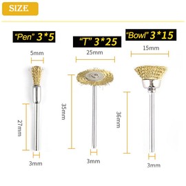 Wire Wheel Brush Set, Professional Pencil Type Steel Wire Wheel Brushes, Polishing Kit with 3mm Shank for Jade, Ceramic and Metal (Pack of 15)