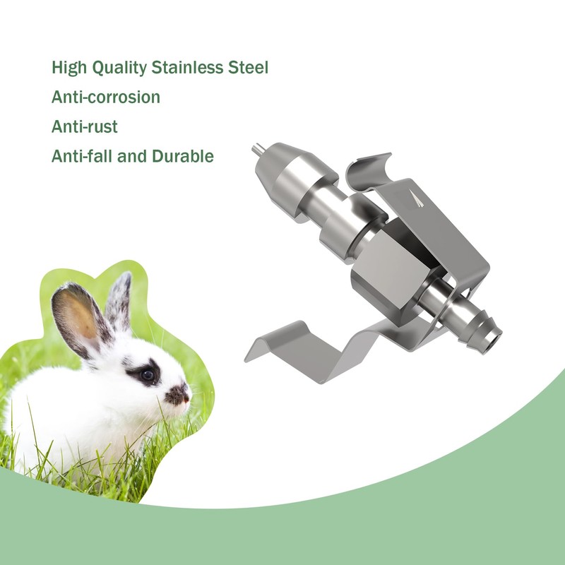15pcs Stainless Steel Rabbit Watering Nipples Metal with Cage Rodent