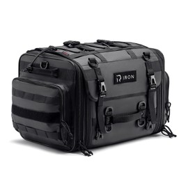 RIDEIRON Motorcycle Tail Bag, Expandable Motorcycle Travel Luggage Bags 40L-60L, Waterproof Rear Rack Trunk with Rain Cover and Sissy Bar Straps