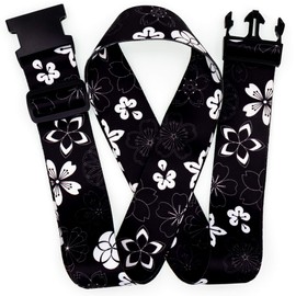 Teeoff Luggage Straps Suitcase Belts Travel Bag Accessories Adjustable 220CM (Sakura Black White - 2 Pack)