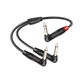 RIIEYOCA 1/4" TRS to Dual TS Mono Insert Y Splitter Cable, Right Angle 0.5m