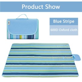Picnic Blanket with Carry Handle, 200 x 150 cm, Waterproof and Sandproof Beach Blanket, Machine Washable, Picnic Mat, Camping Accessories (Blue, 150 x 200 cm)
