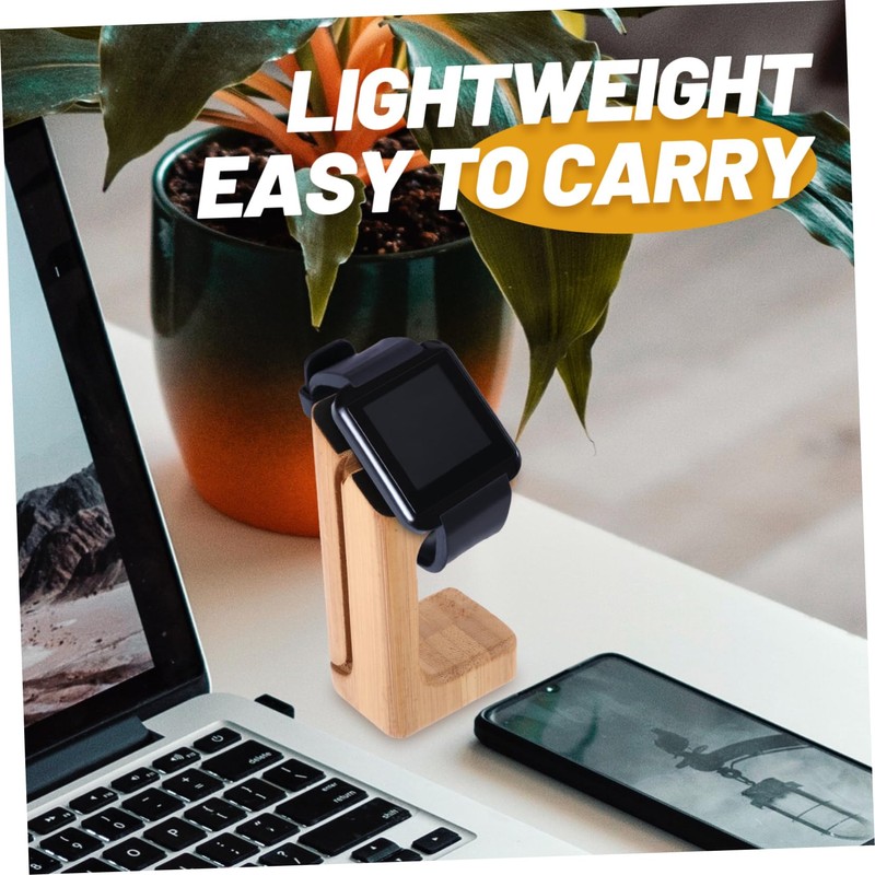 NOLITOY 1Pc Bamboo Smart Watch Charging Stand Elegant Durable Charging