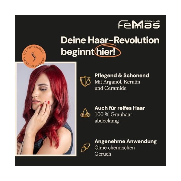 FemMas Haarfarbe Dunkelblond Mahagoni 6.5 I Professionelle Creme Haarfarbe mit